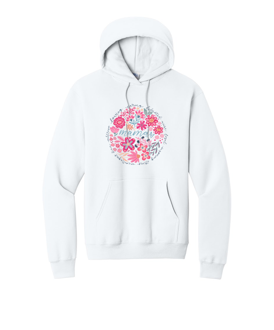 MAMA FLORAL - Port & Co™ Core Fleece Pullover HOODED Sweatshirt
