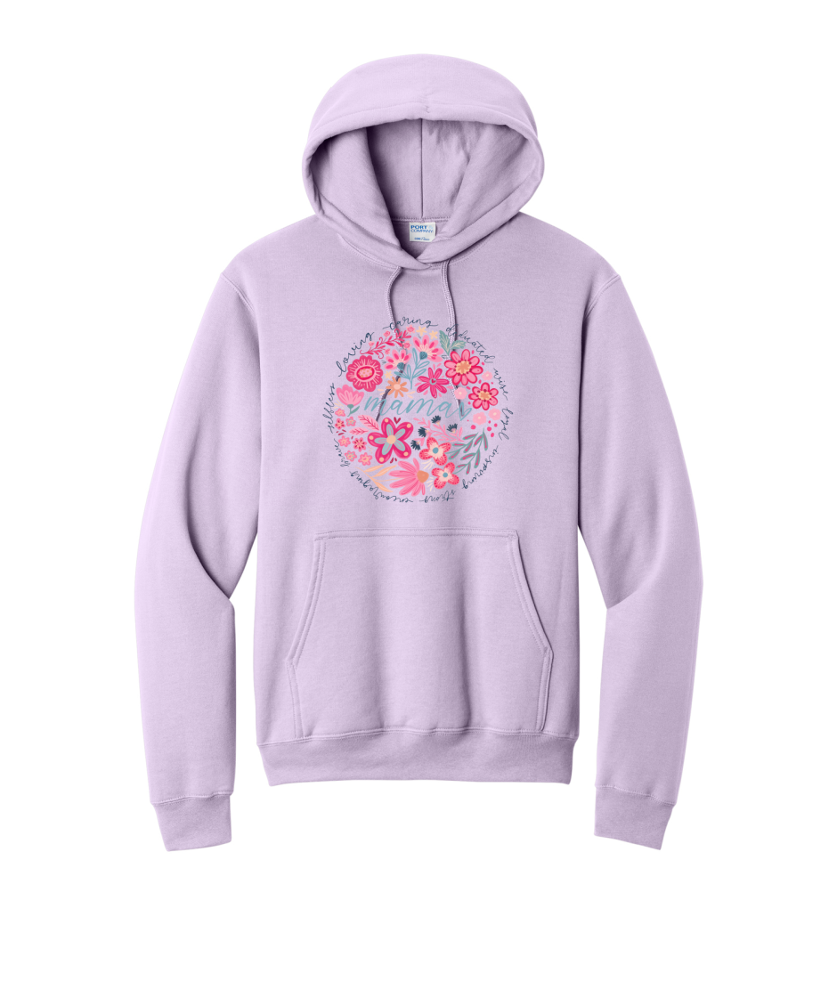 MAMA FLORAL - Port & Co™ Core Fleece Pullover HOODED Sweatshirt