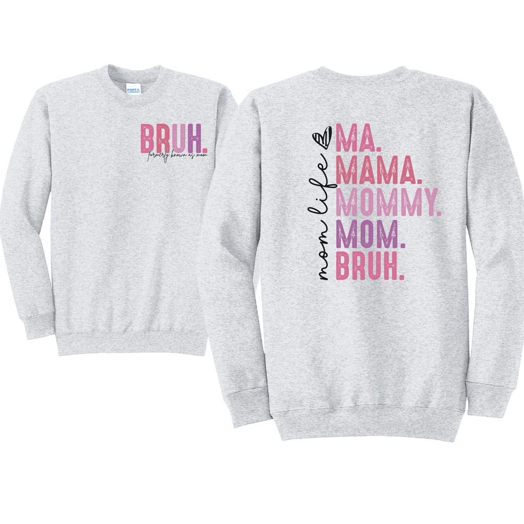 BRUH- Port & Co™ Core Fleece Pullover Crew Neck Sweatshirt