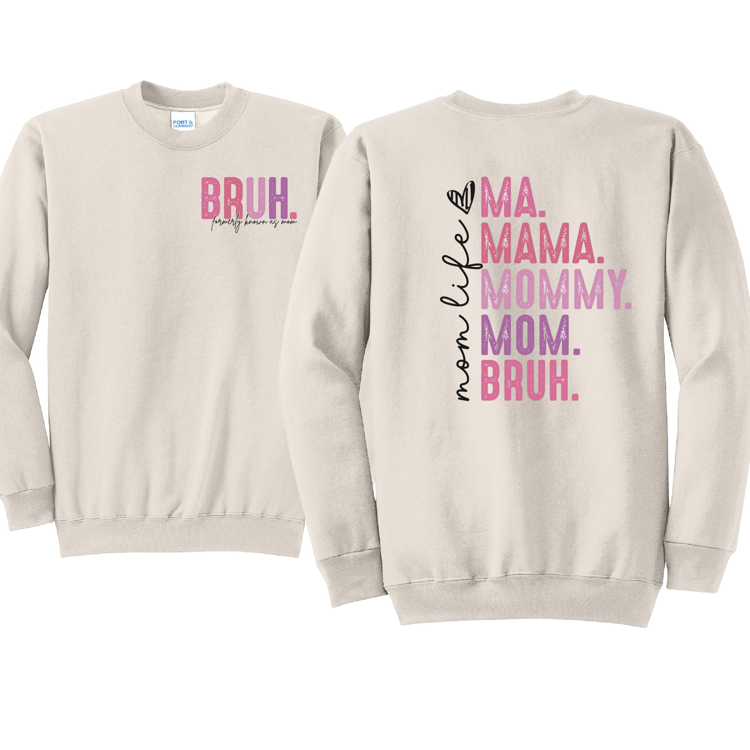 BRUH- Port & Co™ Core Fleece Pullover Crew Neck Sweatshirt