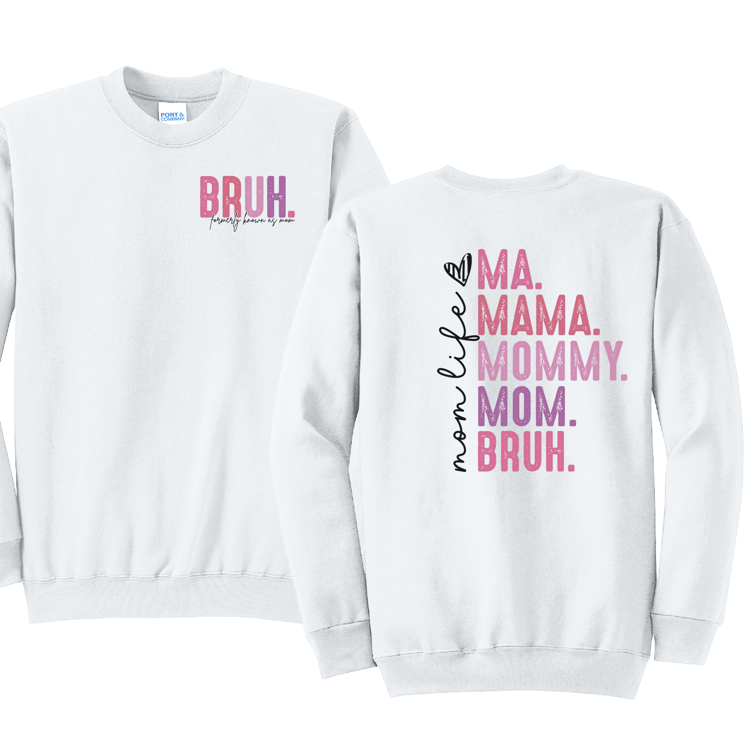 BRUH- Port & Co™ Core Fleece Pullover Crew Neck Sweatshirt