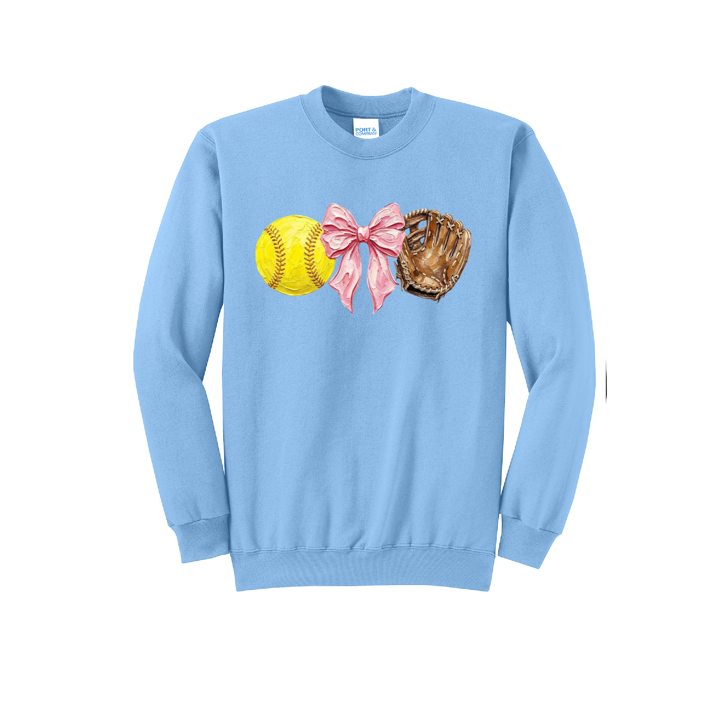 SOFTBALL, BOW, GLOVE - Port & Co™ Core Fleece Pullover CREW NECK Sweatshirt