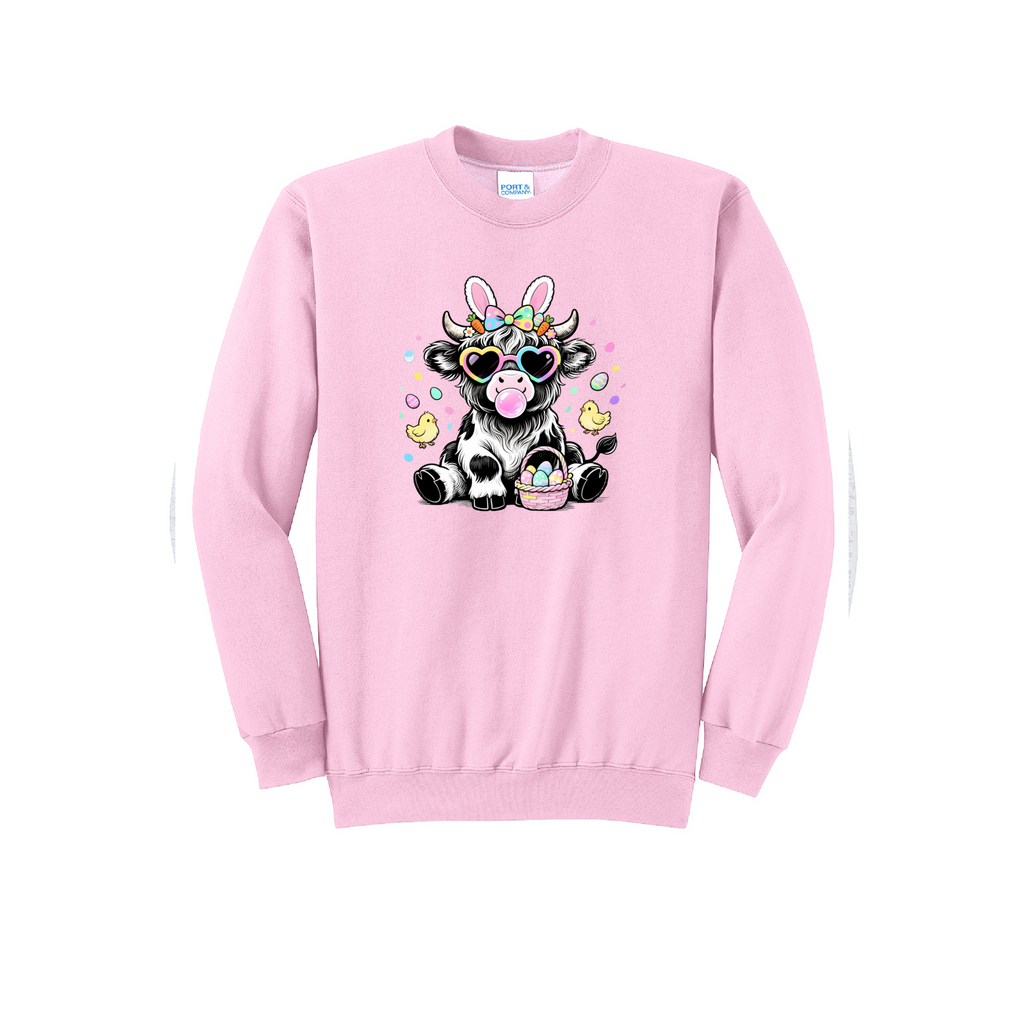 EASTER COW - Port & Co™ Core Fleece Pullover Crew Neck Sweatshirt