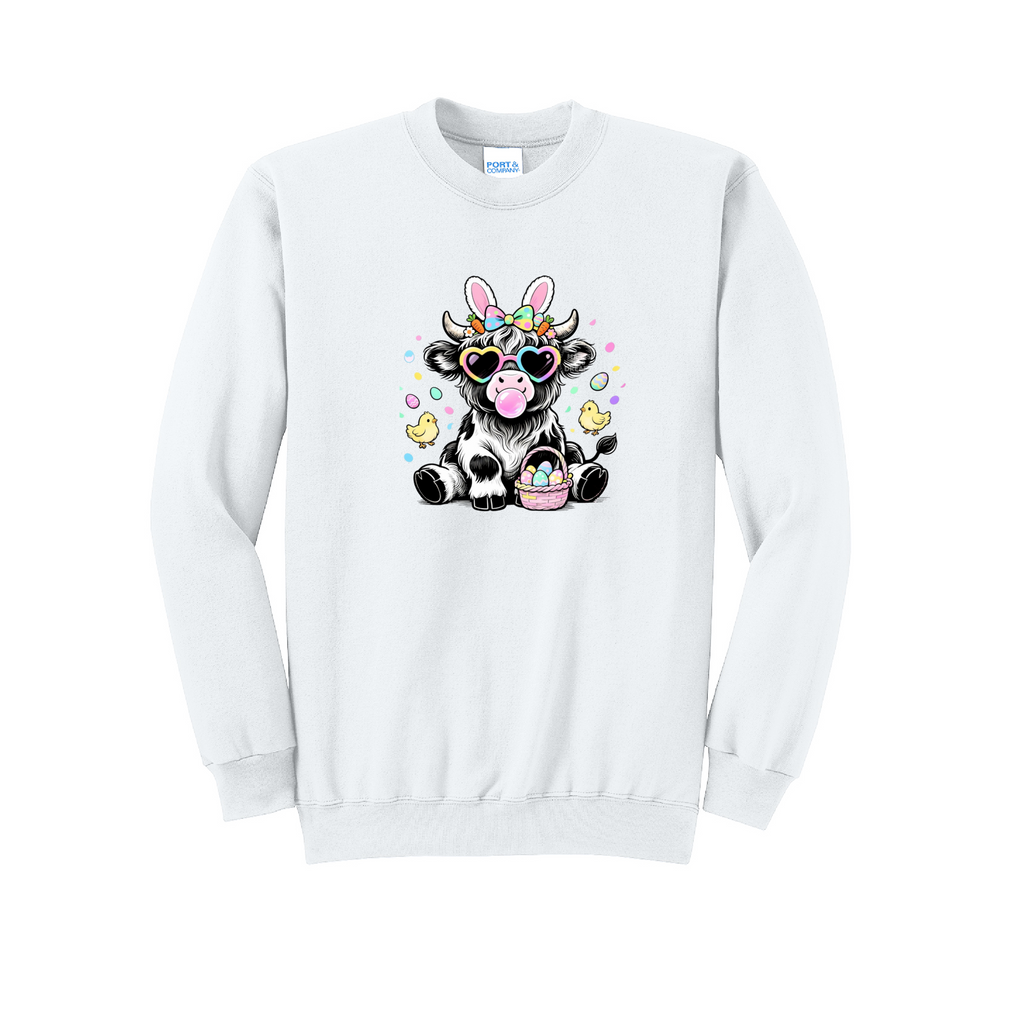 EASTER COW - Port & Co™ Core Fleece Pullover Crew Neck Sweatshirt