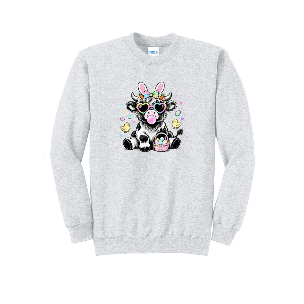 EASTER COW - Port & Co™ Core Fleece Pullover Crew Neck Sweatshirt