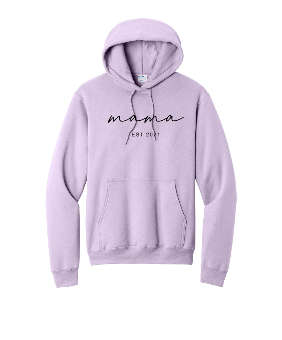 MAMA ESTABLISHED- Port & Co™ Core Fleece Pullover HOODED Sweatshirt