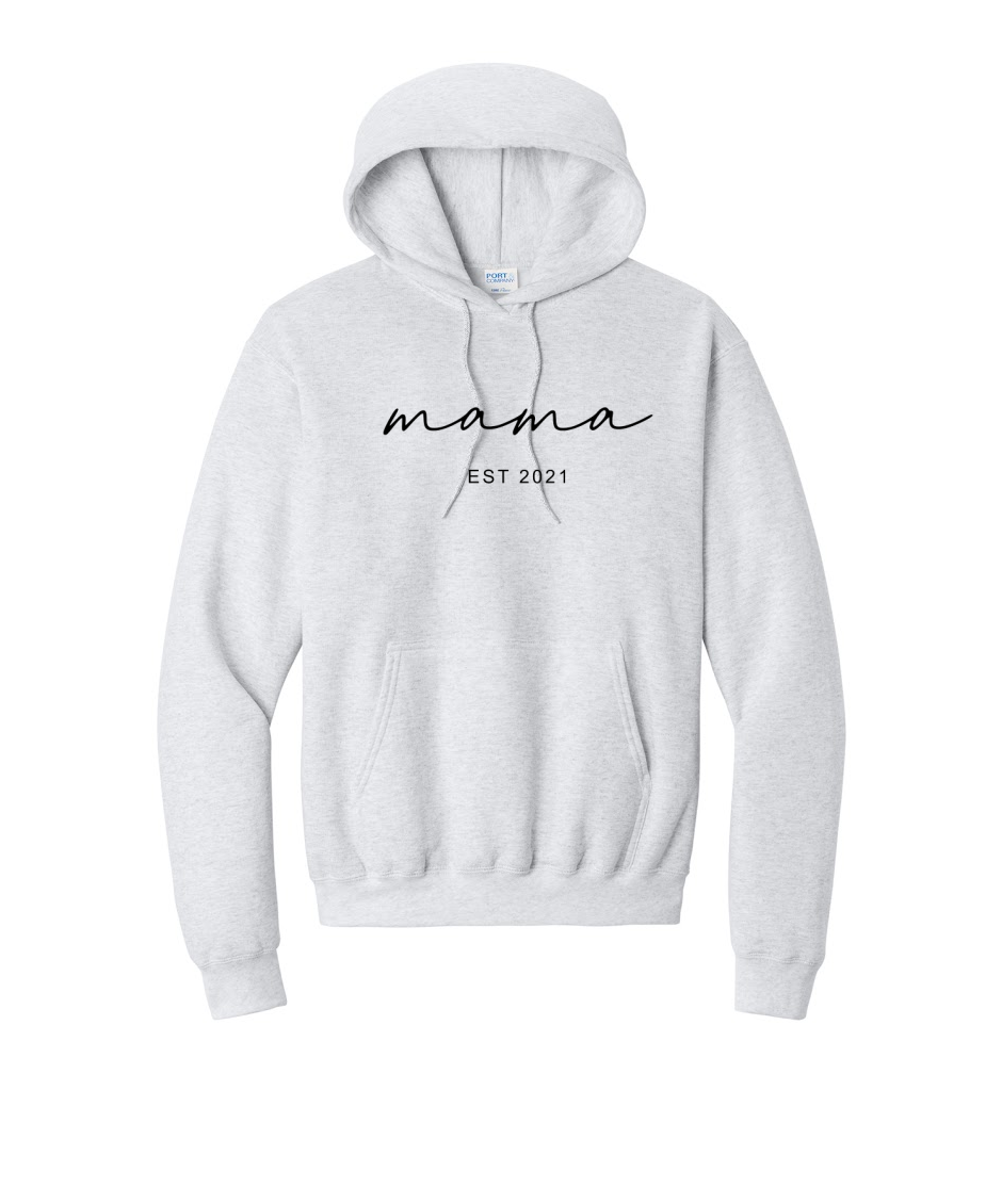MAMA ESTABLISHED- Port & Co™ Core Fleece Pullover HOODED Sweatshirt