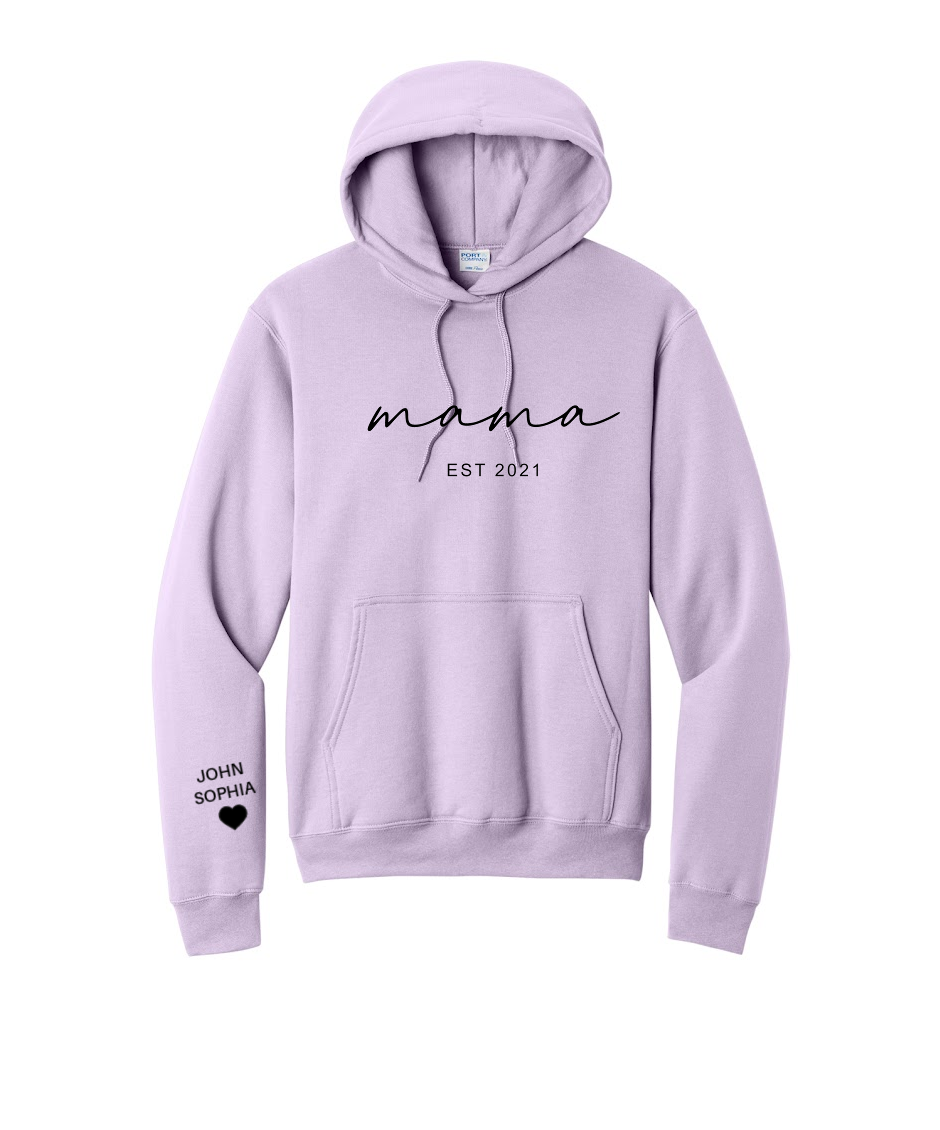 MAMA ESTABLISHED- Port & Co™ Core Fleece Pullover HOODED Sweatshirt