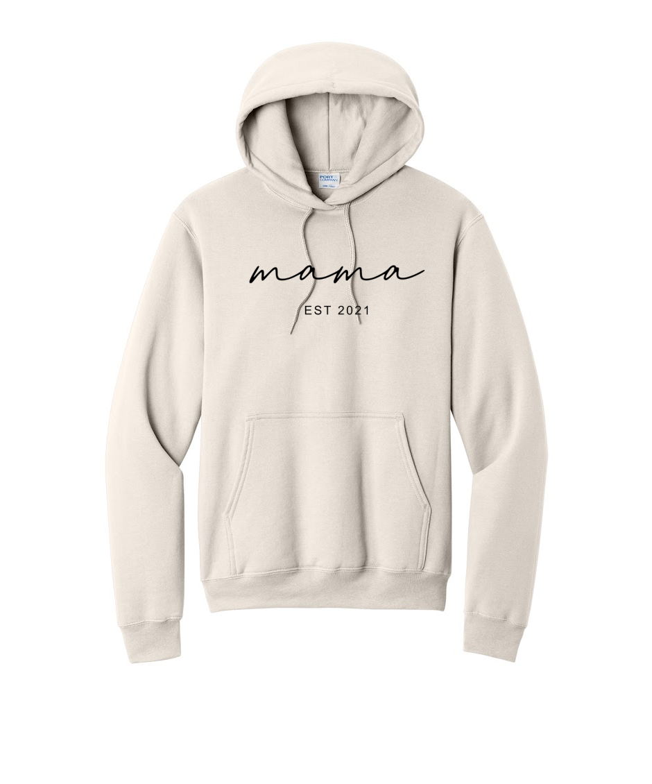 MAMA ESTABLISHED- Port & Co™ Core Fleece Pullover HOODED Sweatshirt