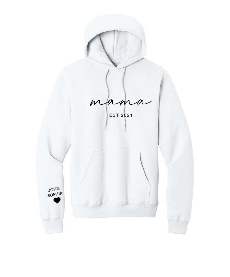 MAMA ESTABLISHED- Port & Co™ Core Fleece Pullover HOODED Sweatshirt