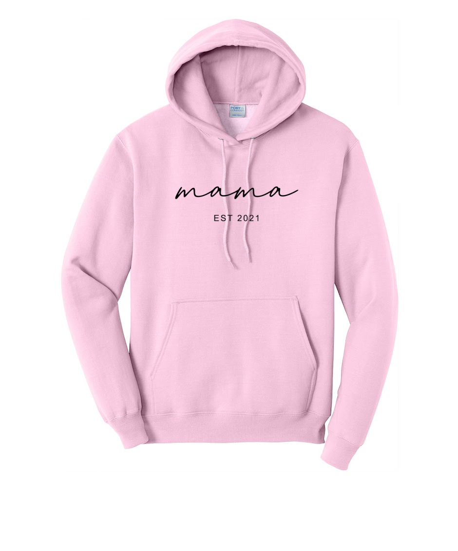 MAMA ESTABLISHED- Port & Co™ Core Fleece Pullover HOODED Sweatshirt