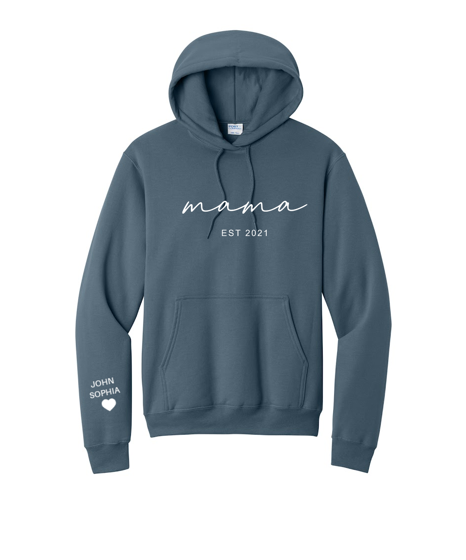 MAMA ESTABLISHED- Port & Co™ Core Fleece Pullover HOODED Sweatshirt