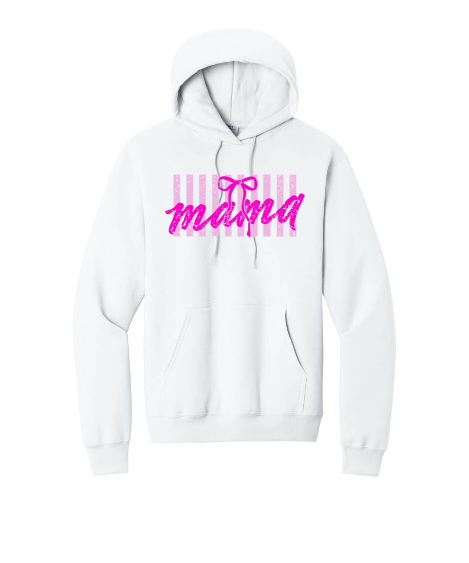 MAMA STRIPES- Port & Co™ Core Fleece Pullover HOODED Sweatshirt