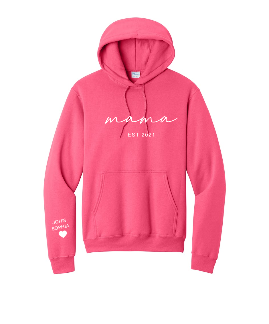 MAMA ESTABLISHED- Port & Co™ Core Fleece Pullover HOODED Sweatshirt