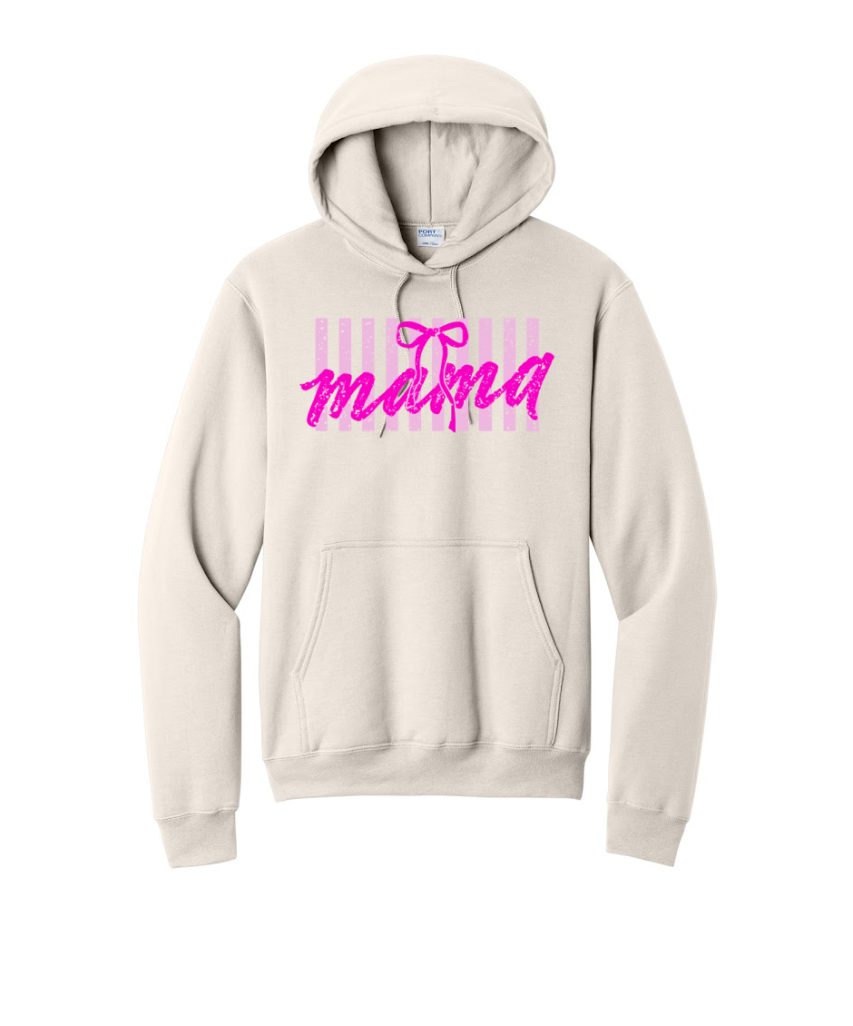 MAMA STRIPES- Port & Co™ Core Fleece Pullover HOODED Sweatshirt