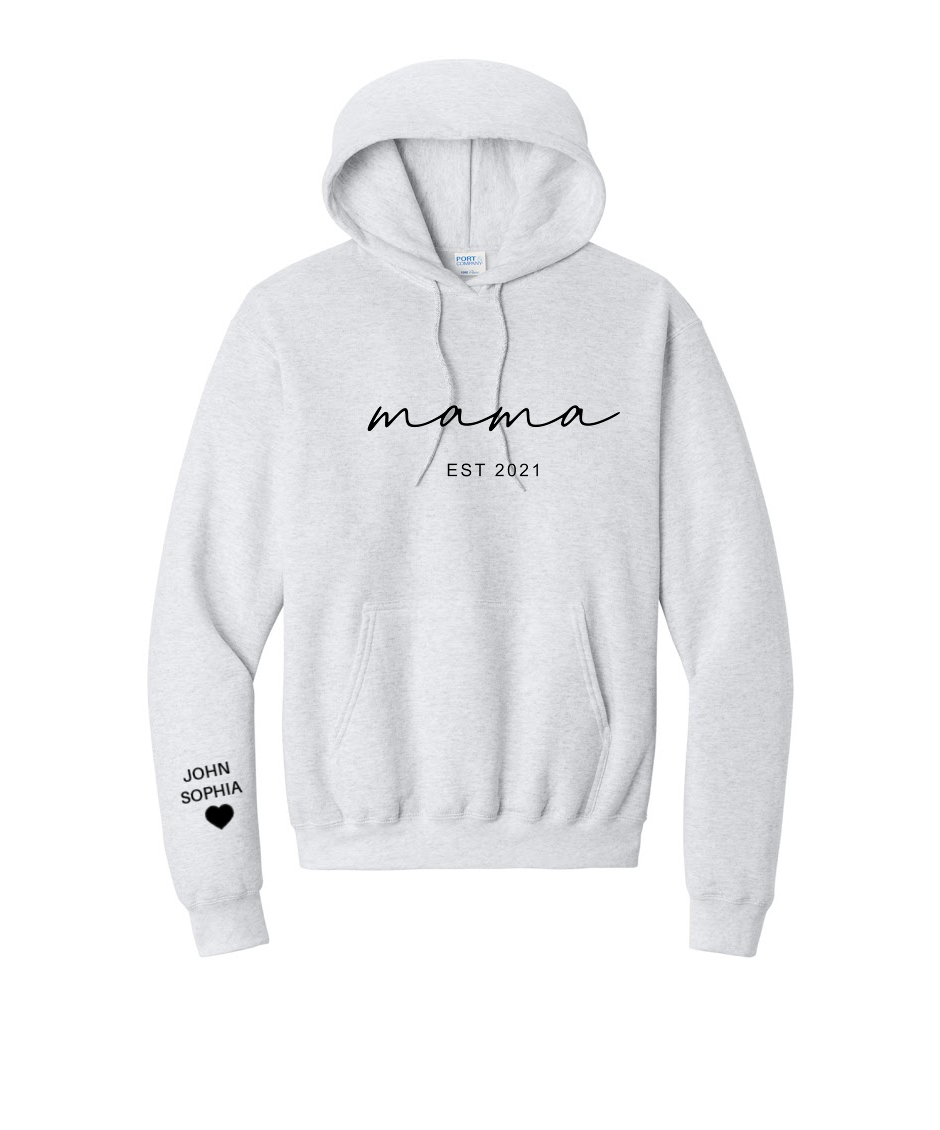 MAMA ESTABLISHED- Port & Co™ Core Fleece Pullover HOODED Sweatshirt