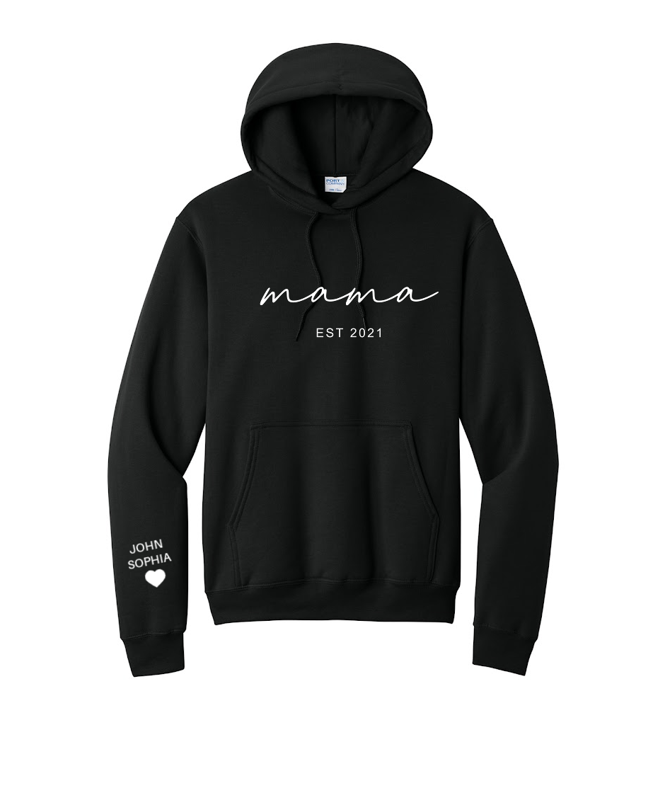 MAMA ESTABLISHED- Port & Co™ Core Fleece Pullover HOODED Sweatshirt