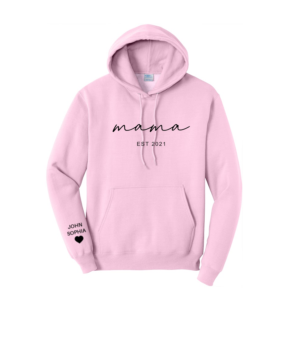 MAMA ESTABLISHED- Port & Co™ Core Fleece Pullover HOODED Sweatshirt