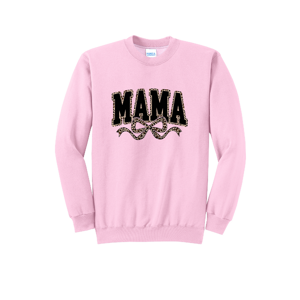 MAMA LEOPARD- Port & Co™ Core Fleece Pullover Crew Neck Sweatshirt