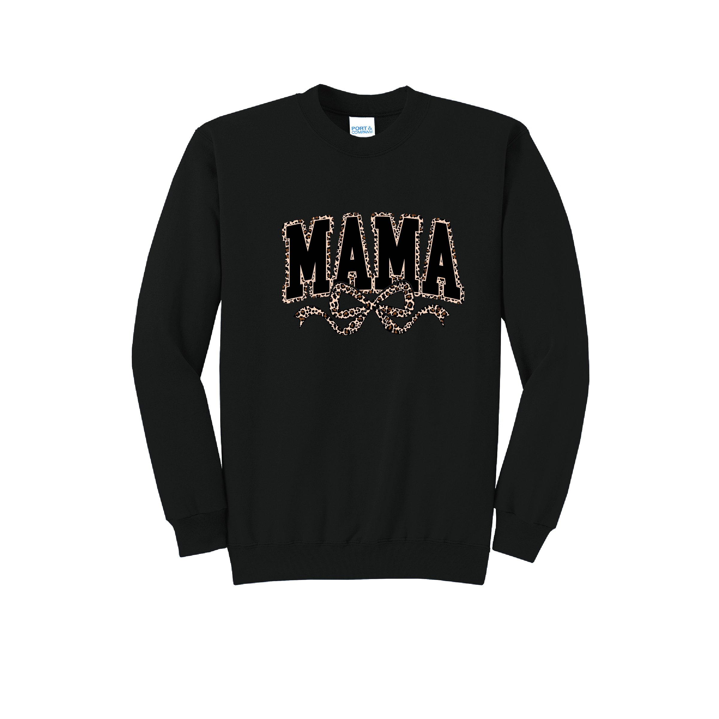 MAMA LEOPARD- Port & Co™ Core Fleece Pullover Crew Neck Sweatshirt