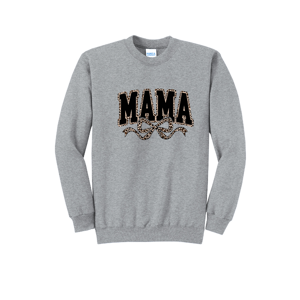 MAMA LEOPARD- Port & Co™ Core Fleece Pullover Crew Neck Sweatshirt