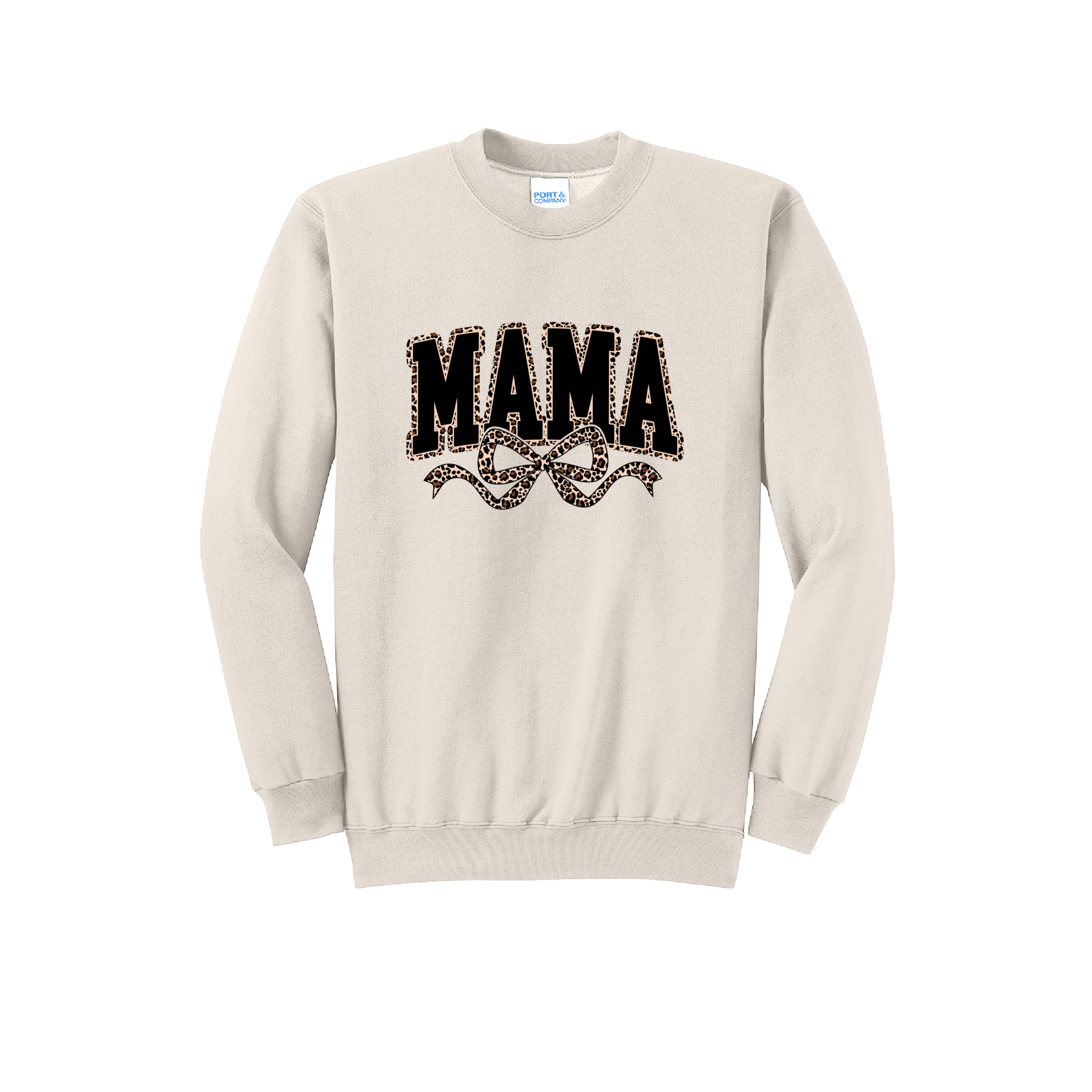 MAMA LEOPARD- Port & Co™ Core Fleece Pullover Crew Neck Sweatshirt