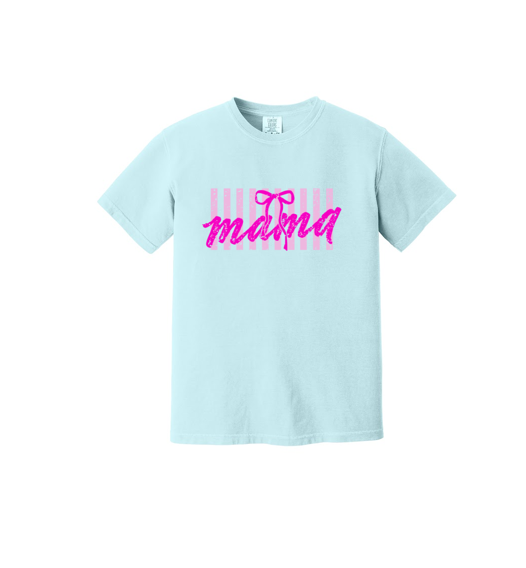 MAMA PINK STRIPES - Comfort Colors® Heavyweight Ring Spun Tee 1717