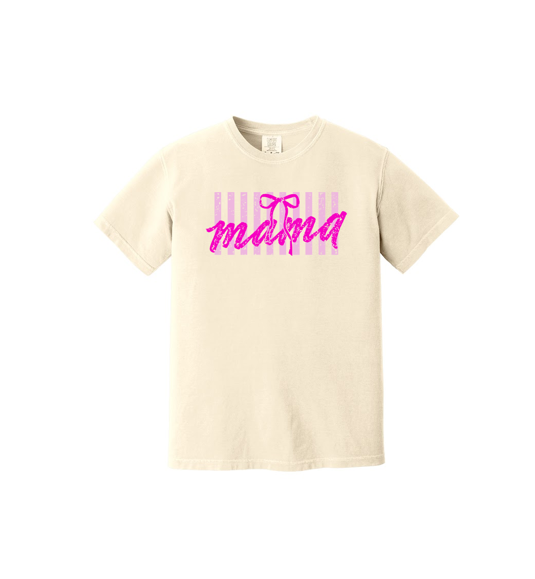 MAMA PINK STRIPES - Comfort Colors® Heavyweight Ring Spun Tee 1717