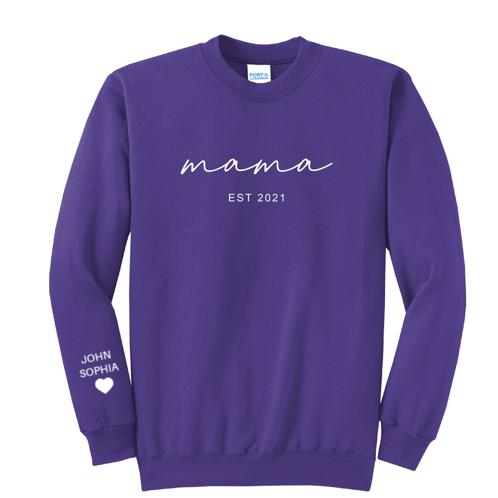MAMA ESTABLISHED - Port & Co™ Core Fleece Pullover Crew Neck Sweatshirt