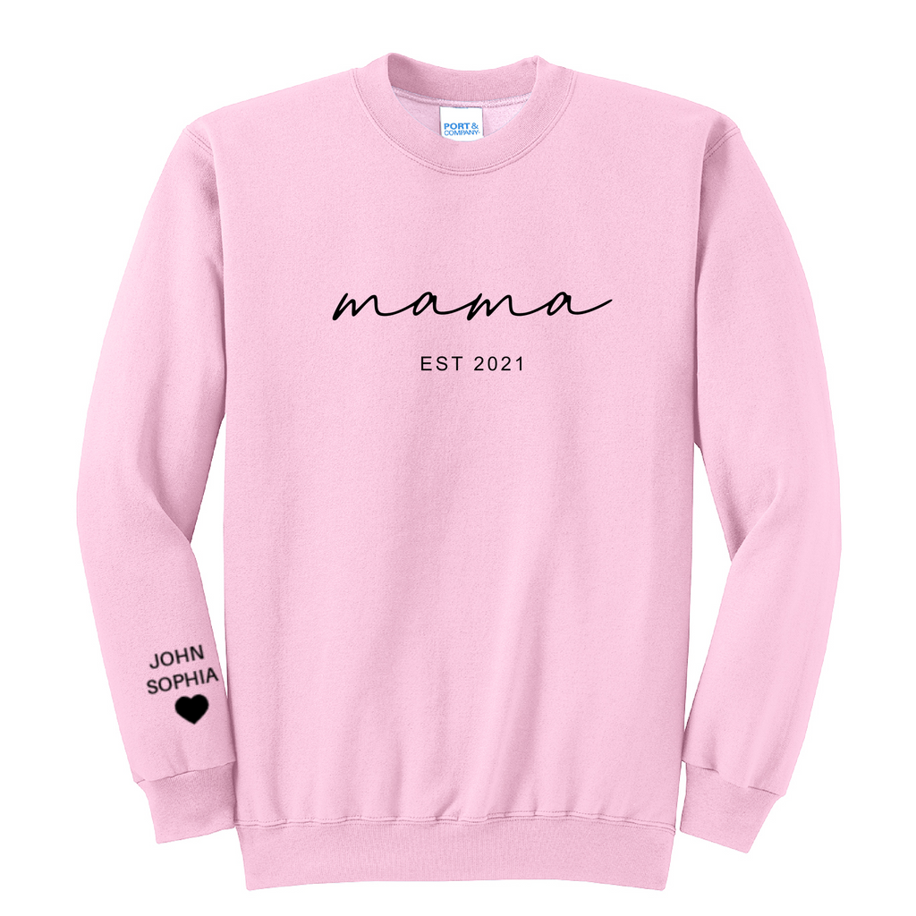 MAMA ESTABLISHED - Port & Co™ Core Fleece Pullover Crew Neck Sweatshirt