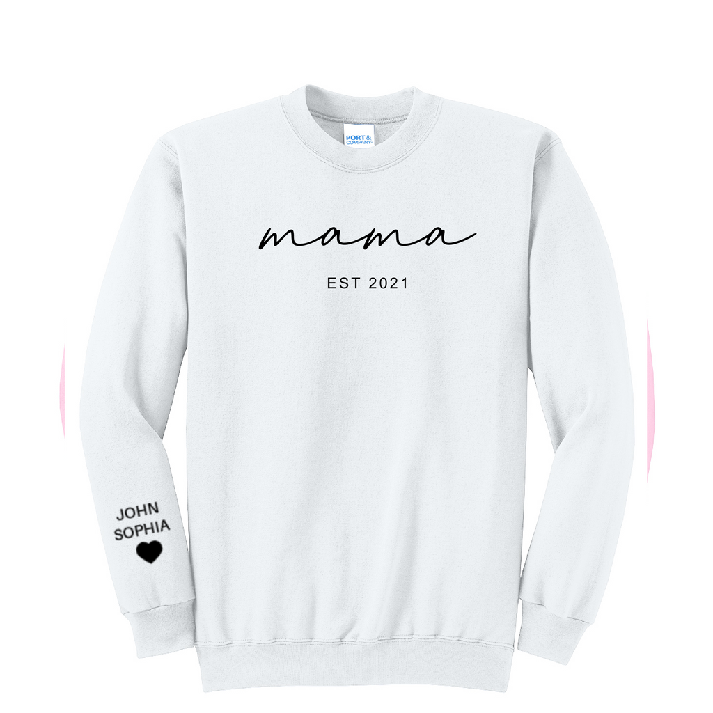 MAMA ESTABLISHED - Port & Co™ Core Fleece Pullover Crew Neck Sweatshirt