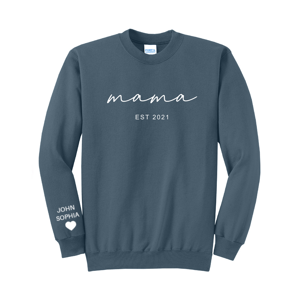 MAMA ESTABLISHED - Port & Co™ Core Fleece Pullover Crew Neck Sweatshirt