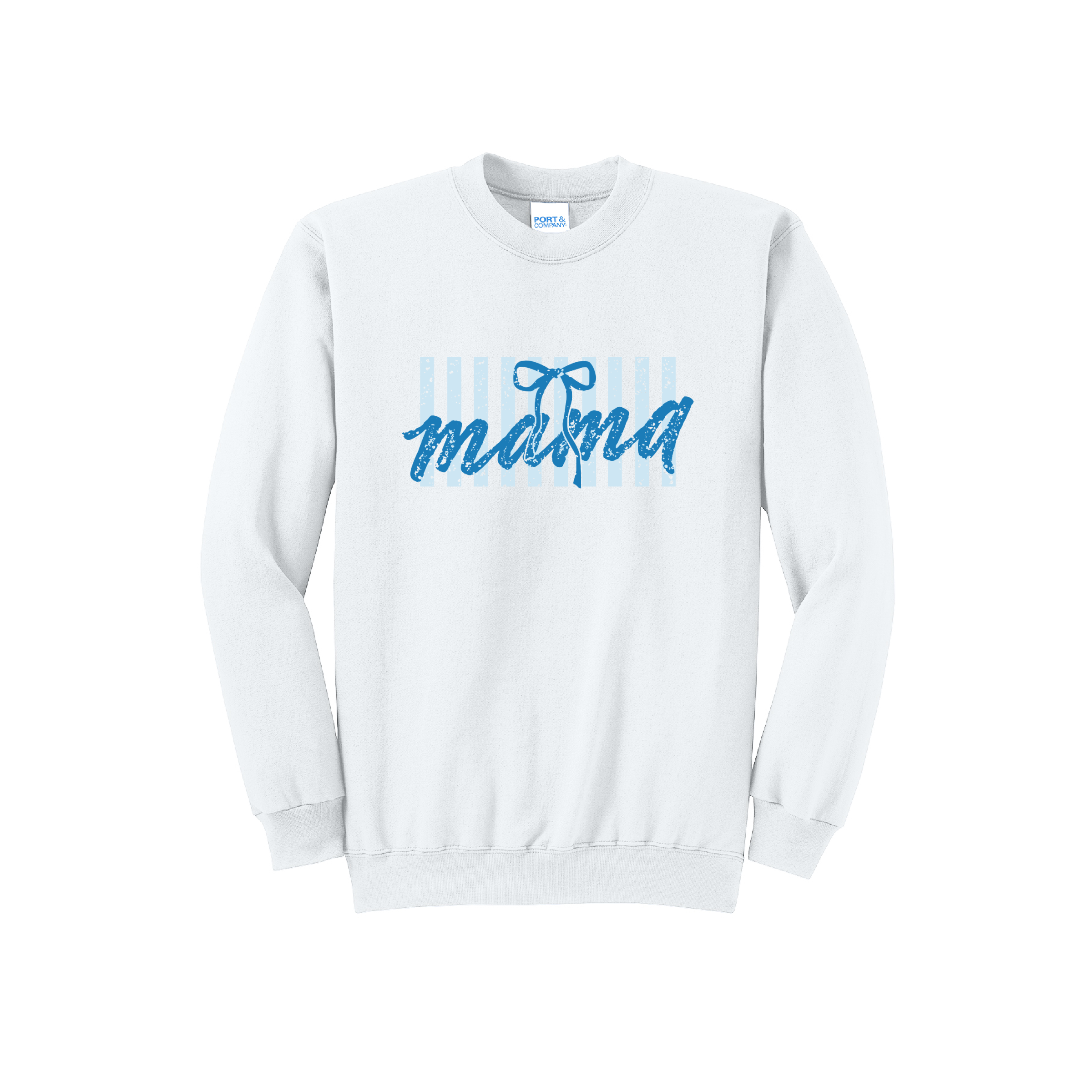 MAMA blue stripes - Port & Co™ Core Fleece Pullover Crew Neck Sweatshirt (Copy)