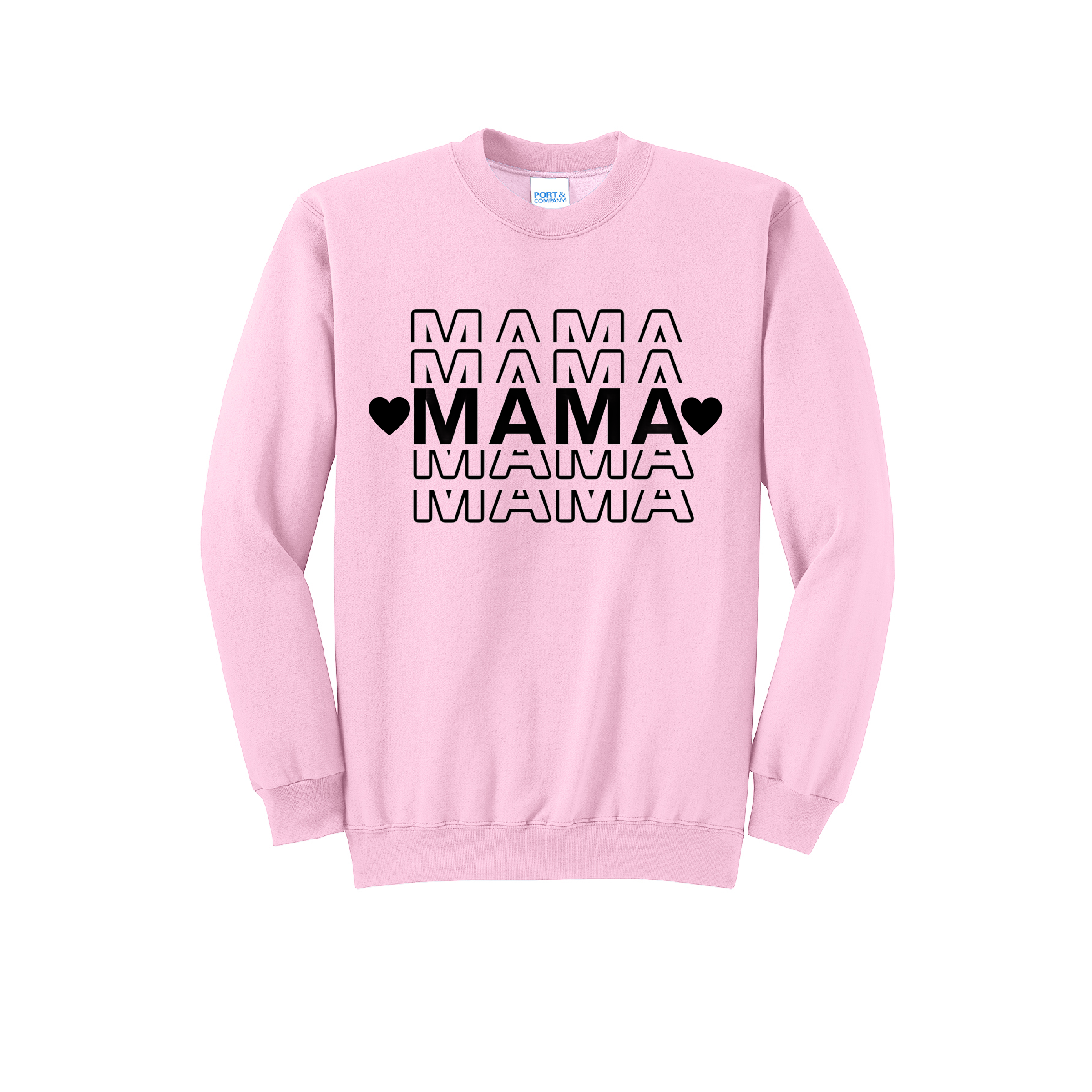 MAMA STACKED- Port & Co™ Core Fleece Pullover Crew Neck Sweatshirt