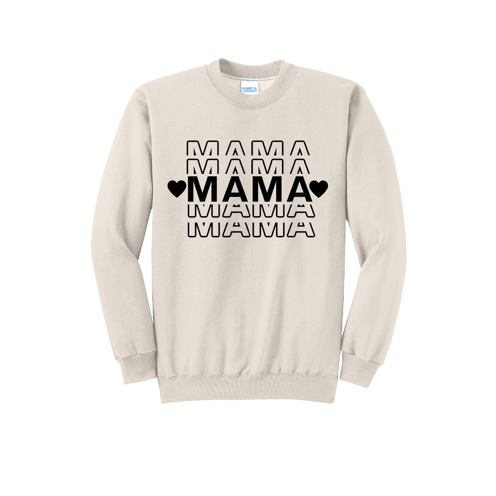 MAMA STACKED- Port & Co™ Core Fleece Pullover Crew Neck Sweatshirt