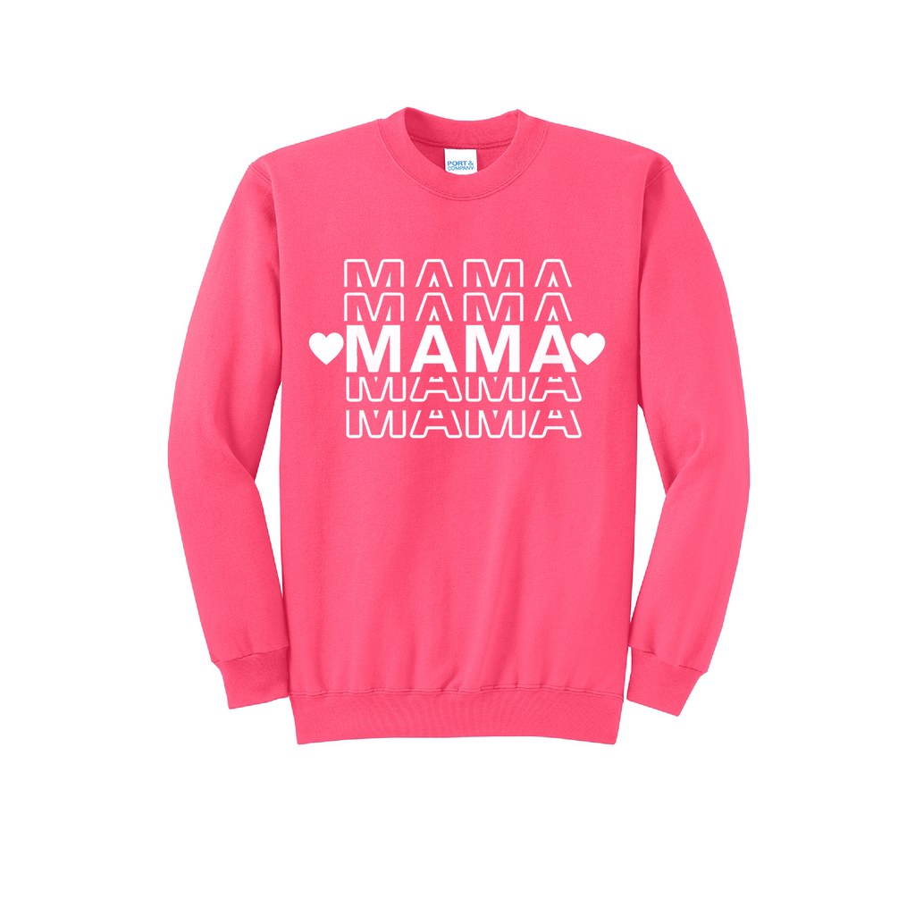 MAMA STACKED- Port & Co™ Core Fleece Pullover Crew Neck Sweatshirt