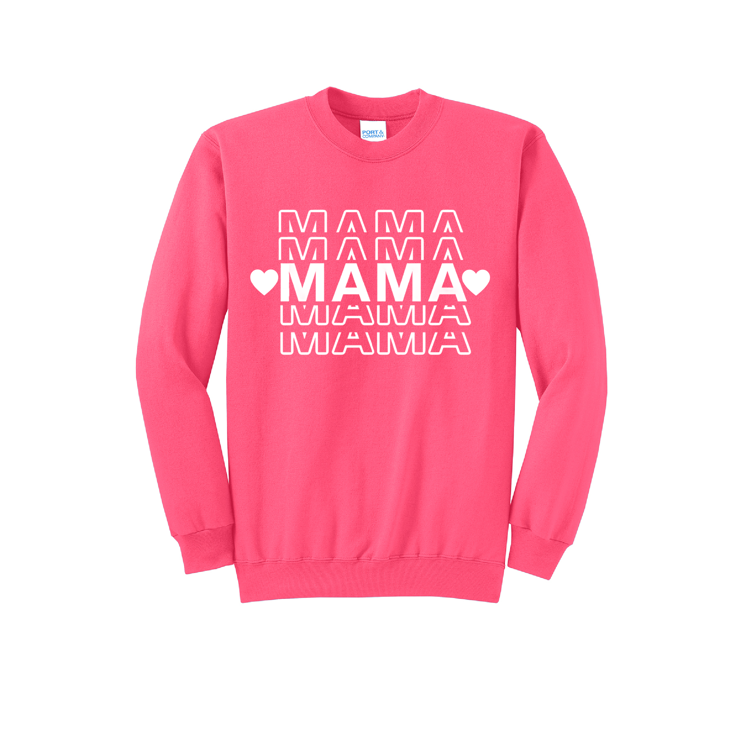 MAMA STACKED- Port & Co™ Core Fleece Pullover Crew Neck Sweatshirt