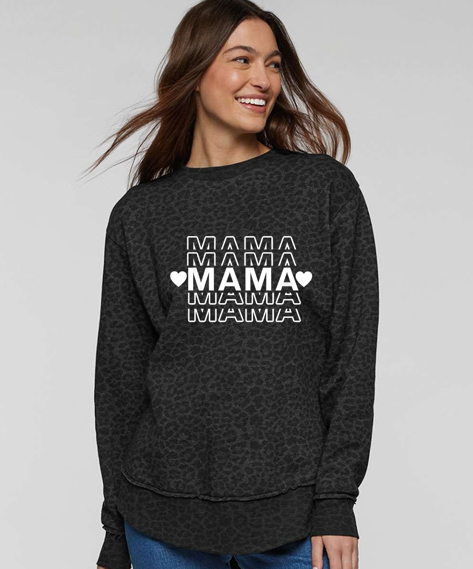 MAMA STACKED - Women's Weekend Fleece Crewneck Sweatshirt - LAT 3525