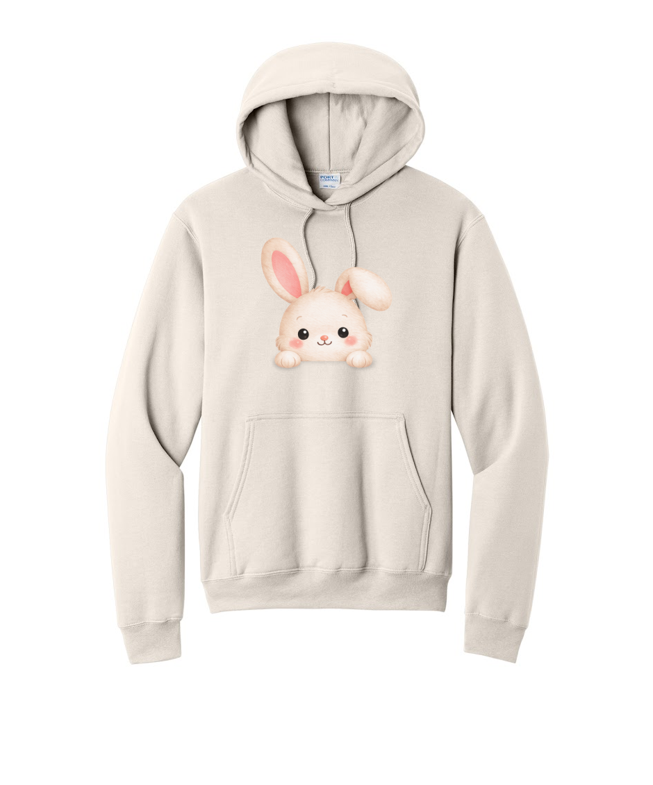 PEEPING BUNNY- Port & Co™ Core Fleece Pullover Hooded Sweatshirt