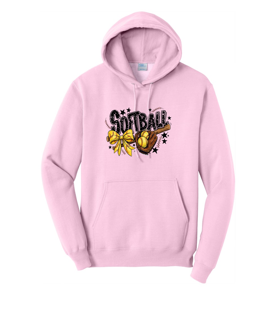SOFTBALL RETRO- Port & Co™ Core Fleece Pullover HOODED Sweatshirt