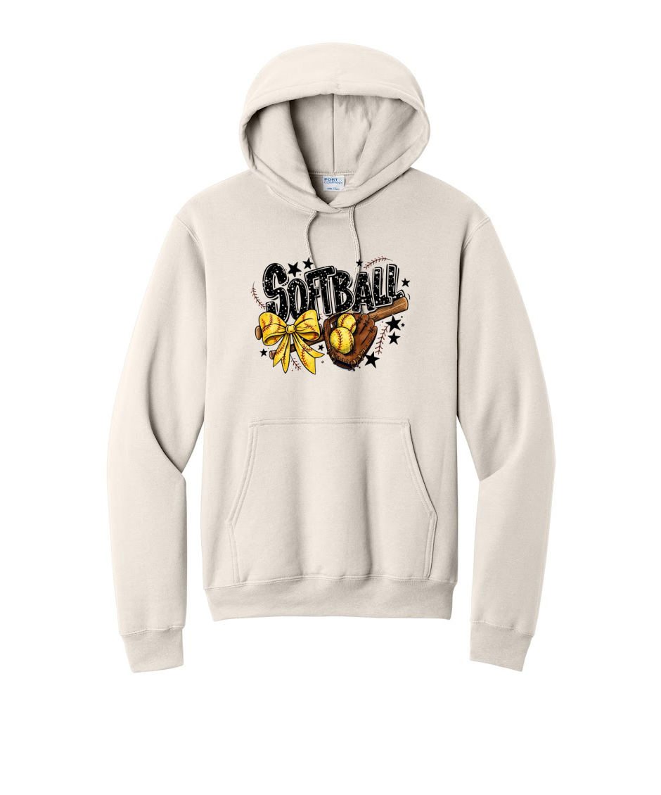SOFTBALL RETRO- Port & Co™ Core Fleece Pullover HOODED Sweatshirt