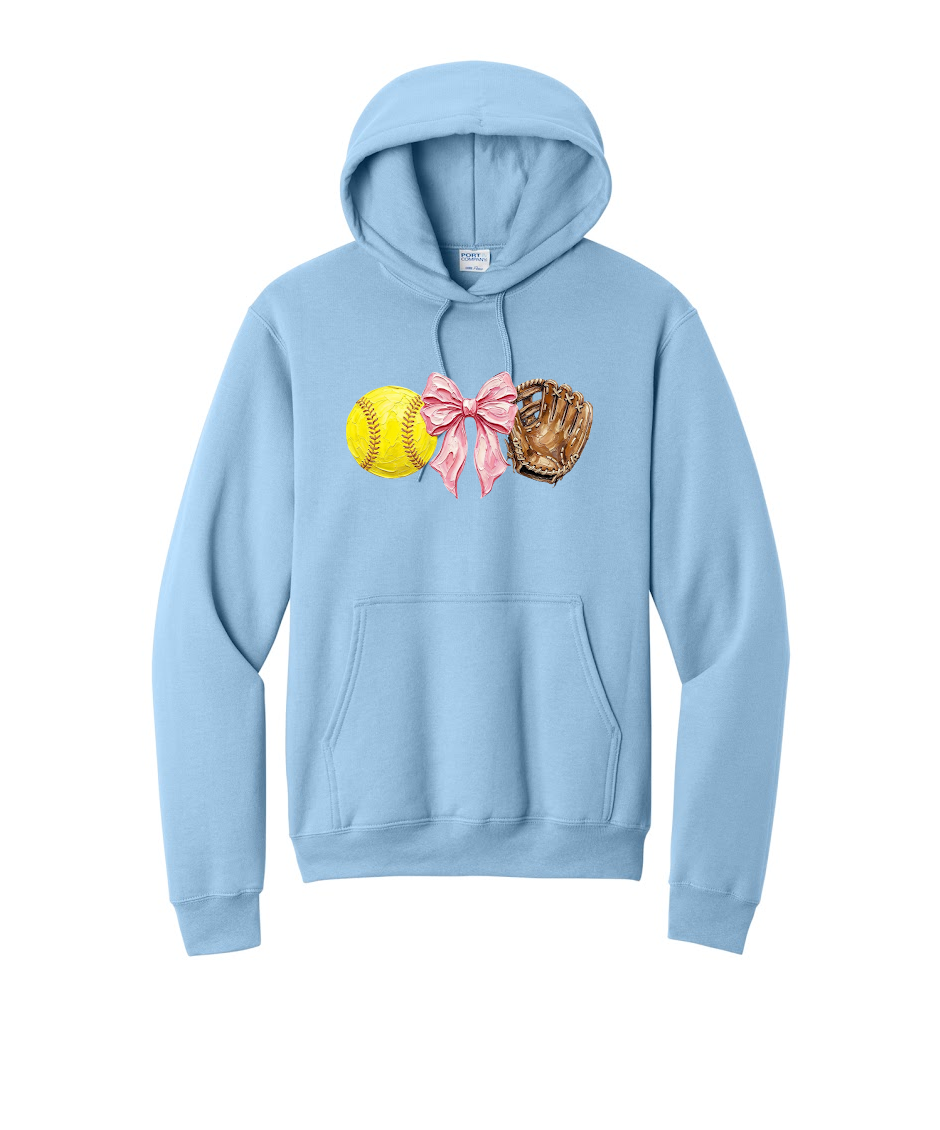 SOFTBALL, BOW, GLOVE - Port & Co™ Core Fleece Pullover HOODED Sweatshirt