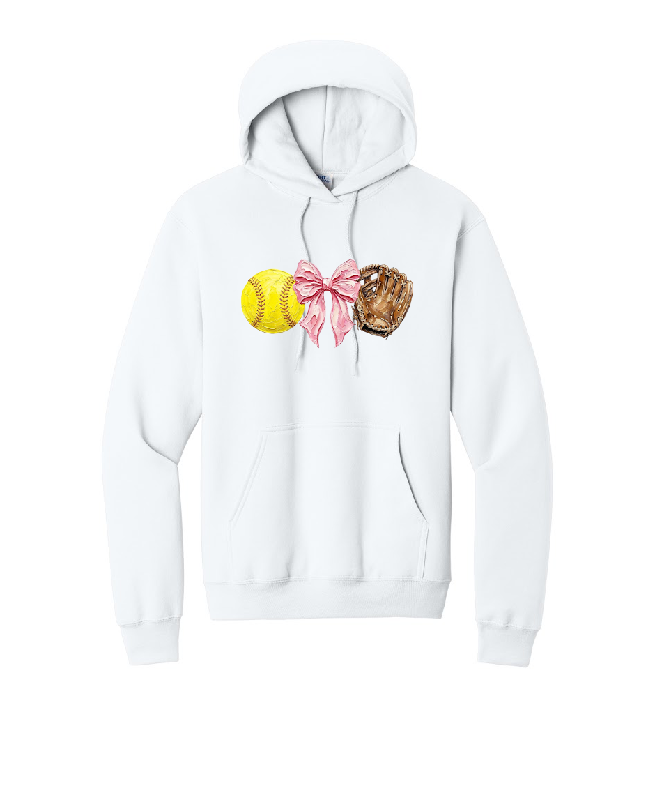 SOFTBALL, BOW, GLOVE - Port & Co™ Core Fleece Pullover HOODED Sweatshirt