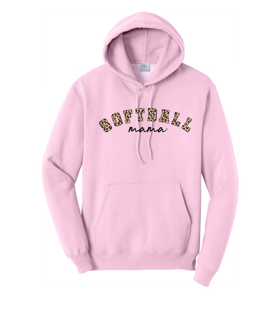 SOFTBALL LEOPARD - Port & Co™ Core Fleece Pullover HOODED Sweatshirt (Copy)