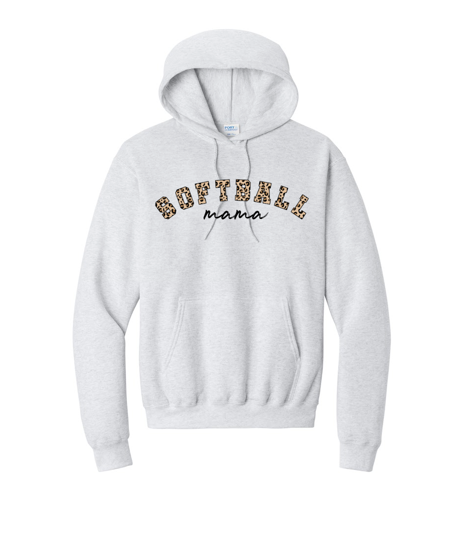 SOFTBALL LEOPARD - Port & Co™ Core Fleece Pullover HOODED Sweatshirt (Copy)