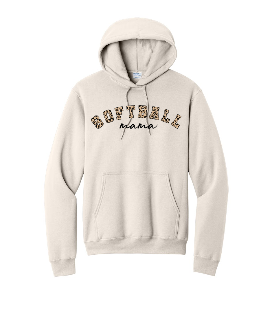 SOFTBALL LEOPARD - Port & Co™ Core Fleece Pullover HOODED Sweatshirt (Copy)