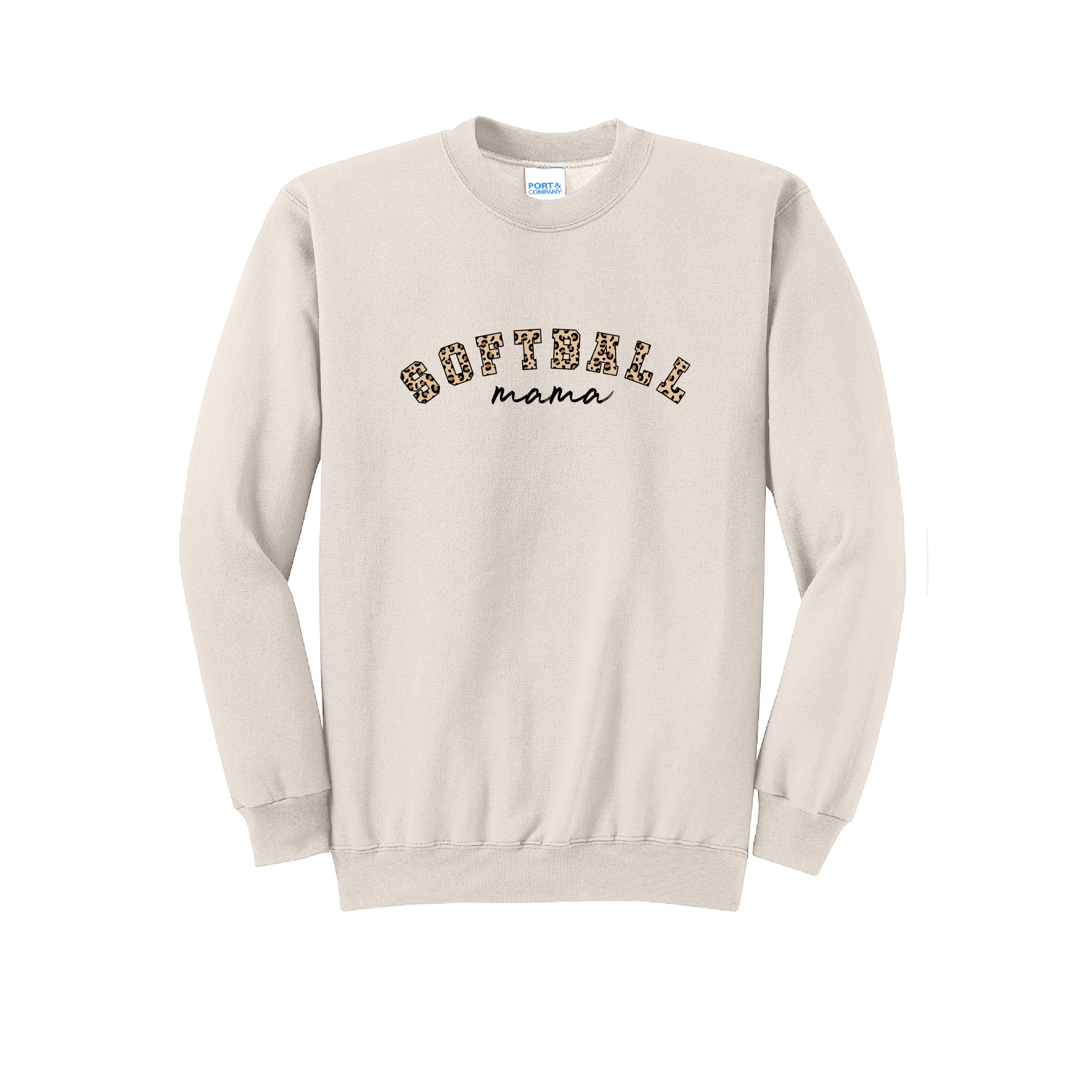 SOFTBALL LEOPARD - Port & Co™ Core Fleece Pullover CREW NECK Sweatshirt