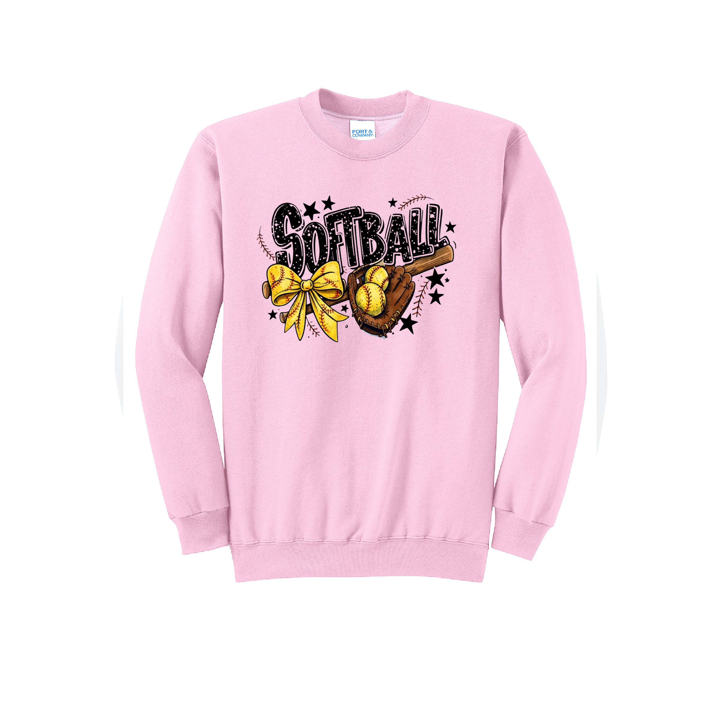 SOFTBALL RETRO - Port & Co™ Core Fleece Pullover CREW NECK Sweatshirt