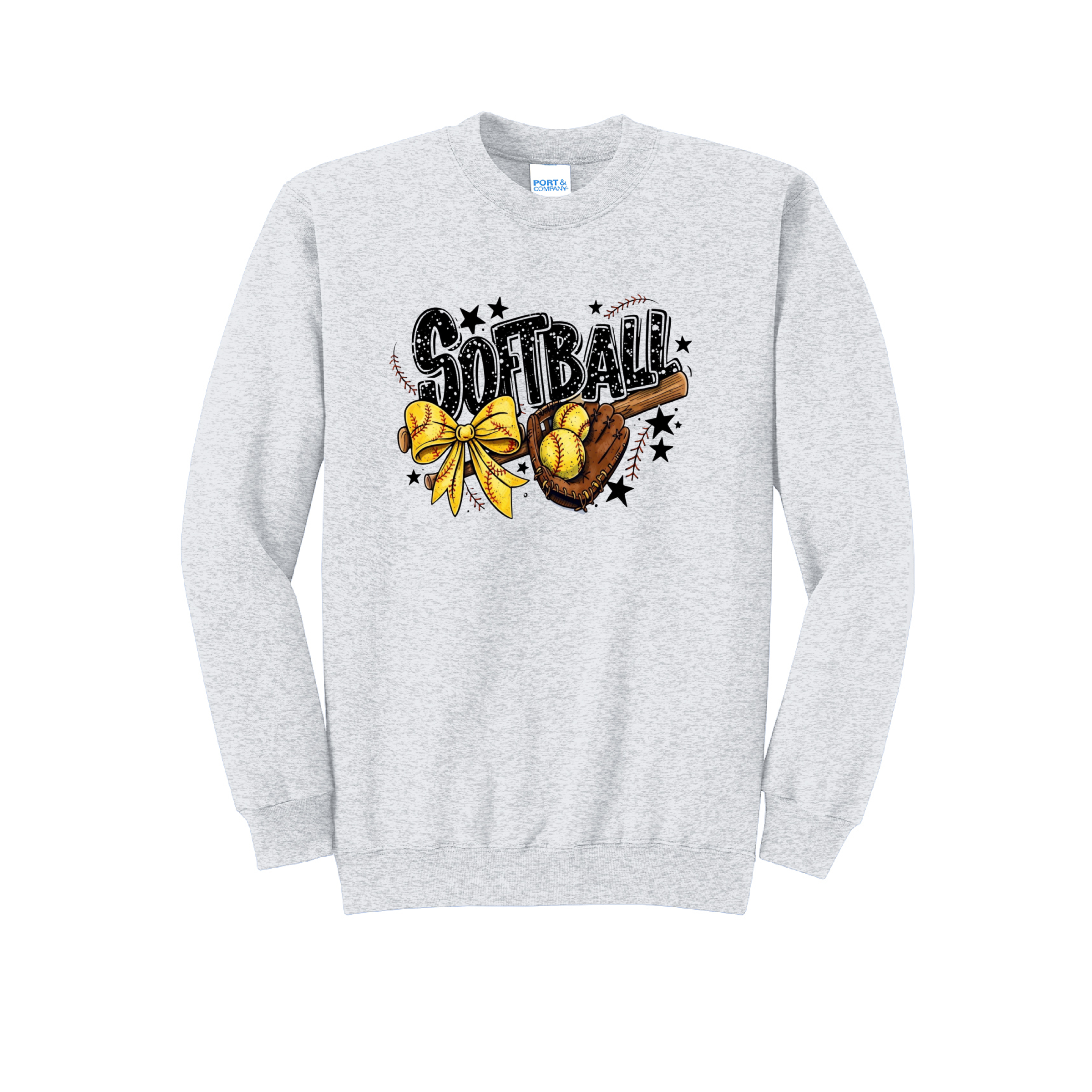 SOFTBALL RETRO - Port & Co™ Core Fleece Pullover CREW NECK Sweatshirt