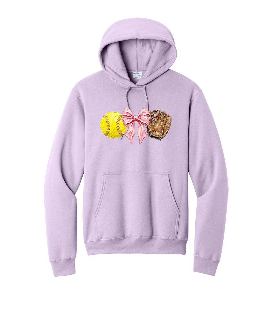SOFTBALL, BOW, GLOVE - Port & Co™ Core Fleece Pullover HOODED Sweatshirt